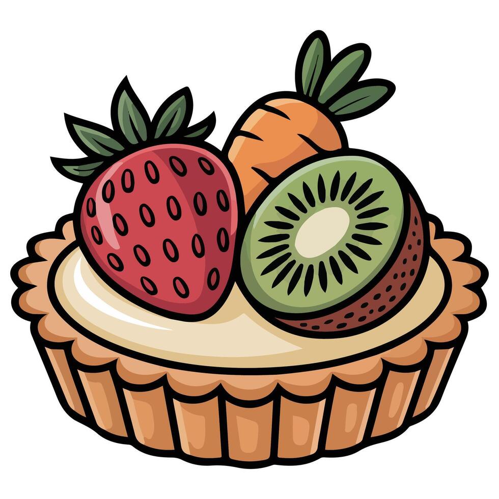 Colorful fruit pie with berries and pastry dessert vector