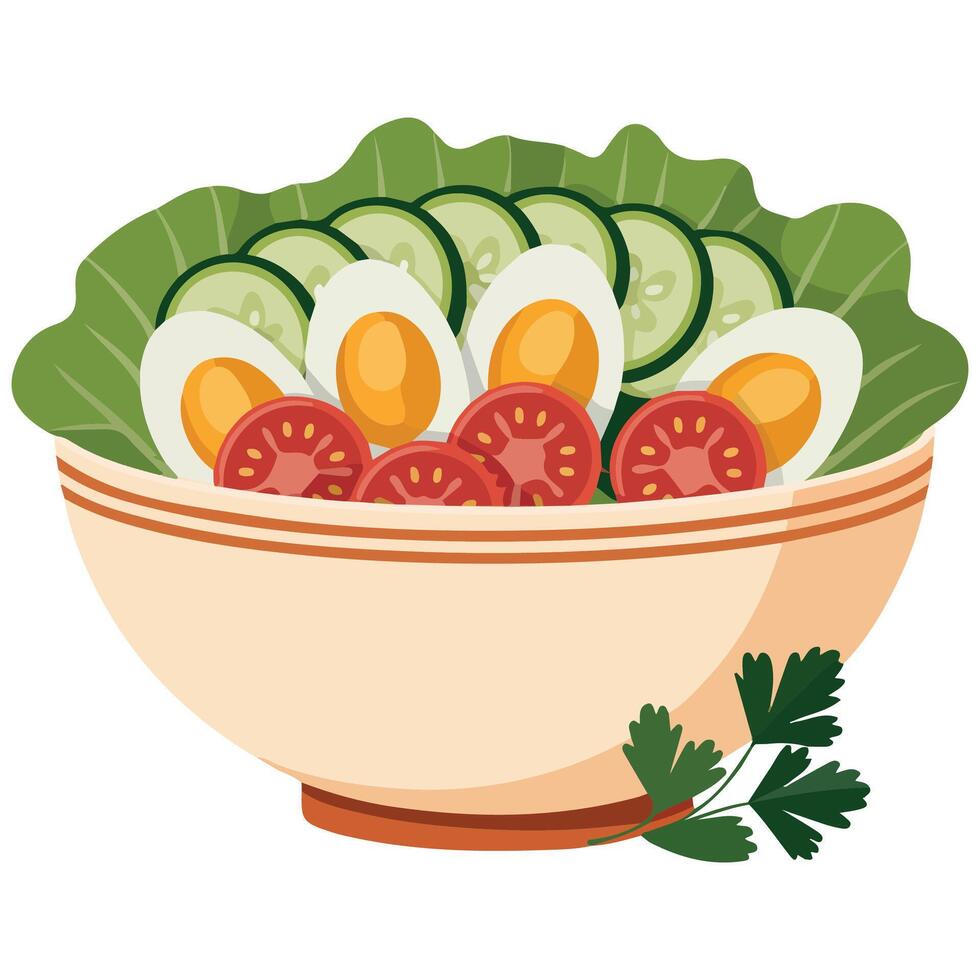 Fresh mixed vegetable salad healthy meal vector
