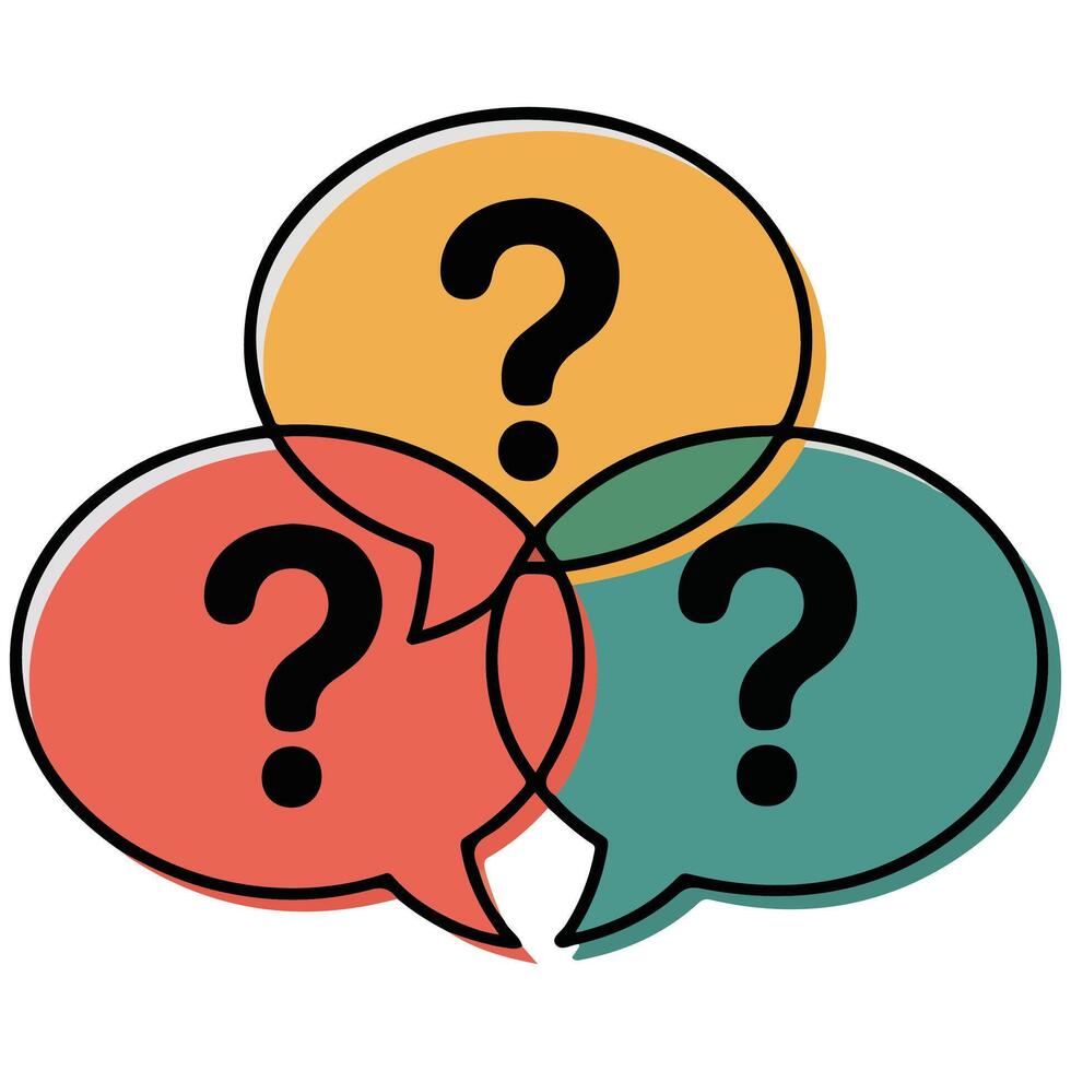 Three speech bubbles with question mark vector