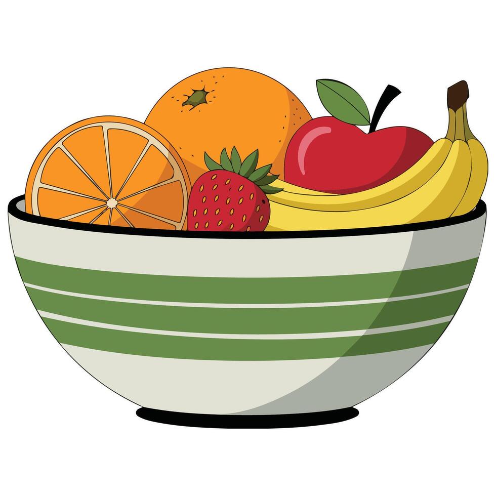 Assorted fresh fruits with sweet sauce vector