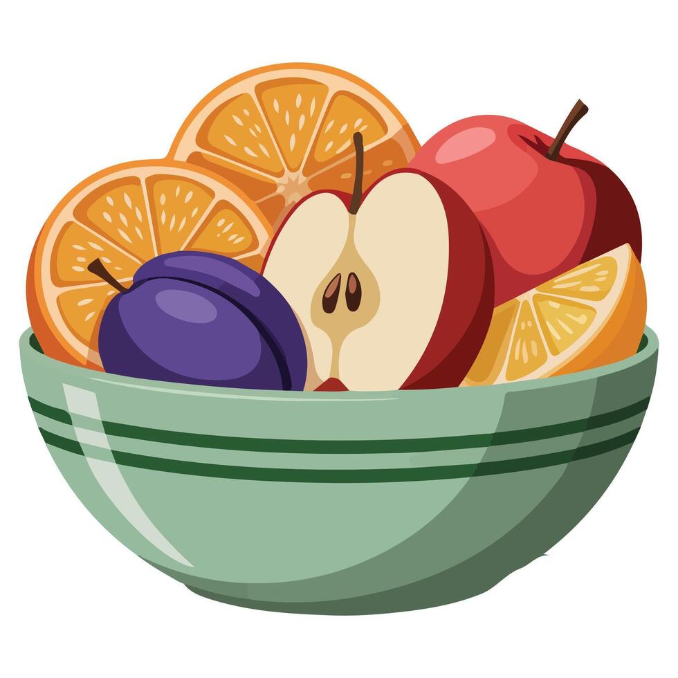 Creamy mixed fruit salad healthy snack vector