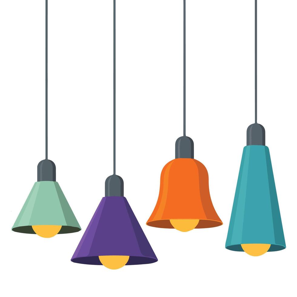 Modern home lighting fixtures collection vector