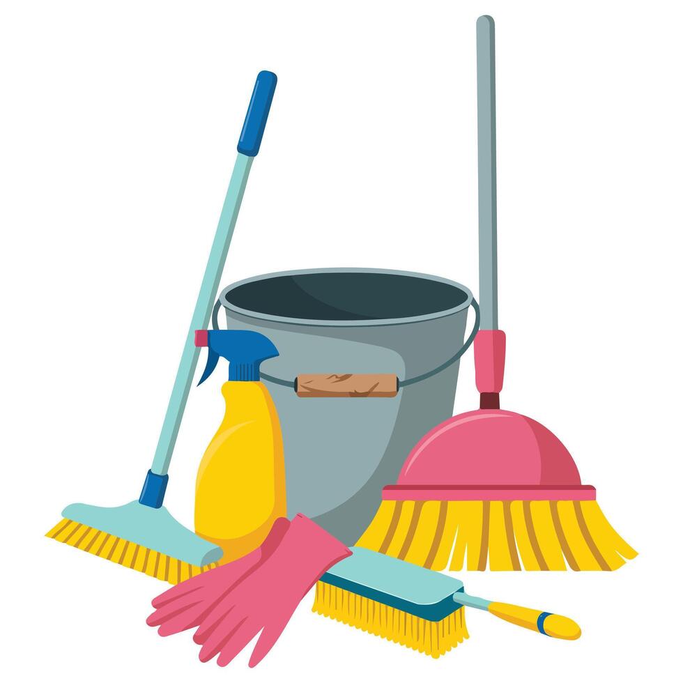House cleaning tools set isolated white vector