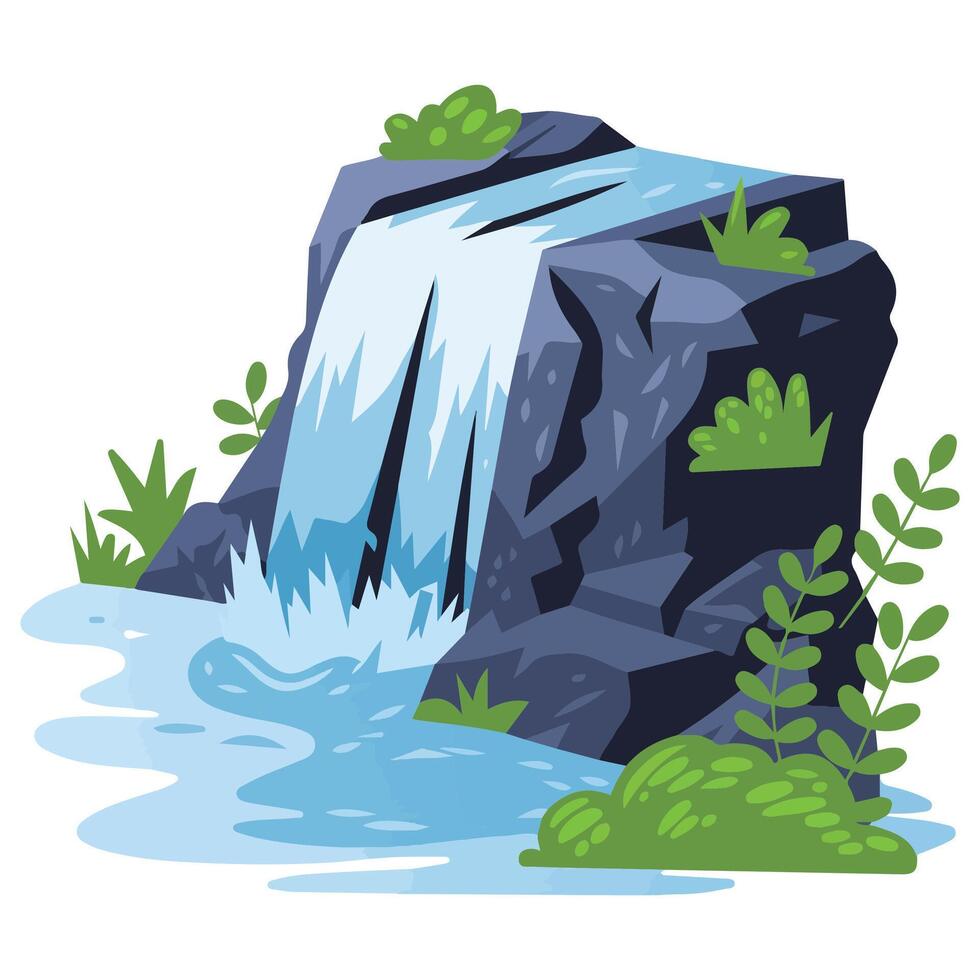 Natural waterfall landscape art vector