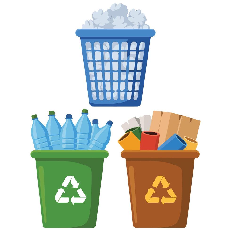 Recycling bin trash can graphic vector