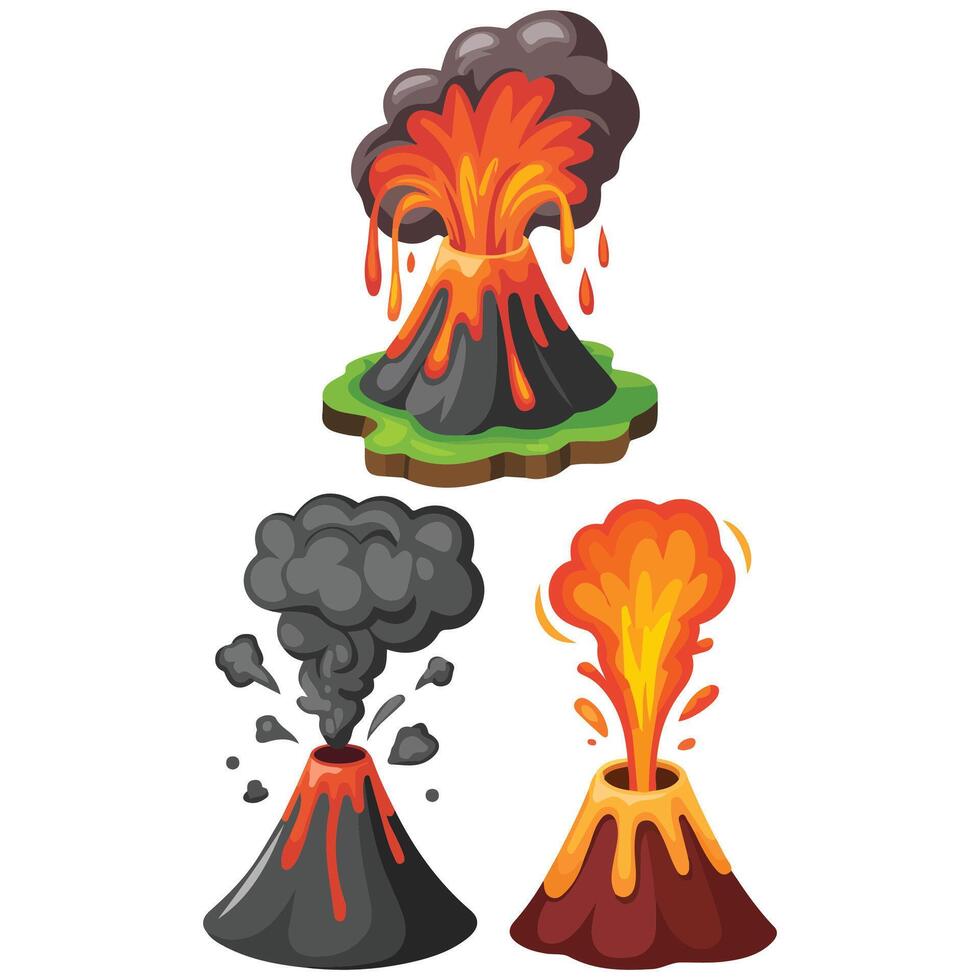 Volcanic eruption nature graphic vector