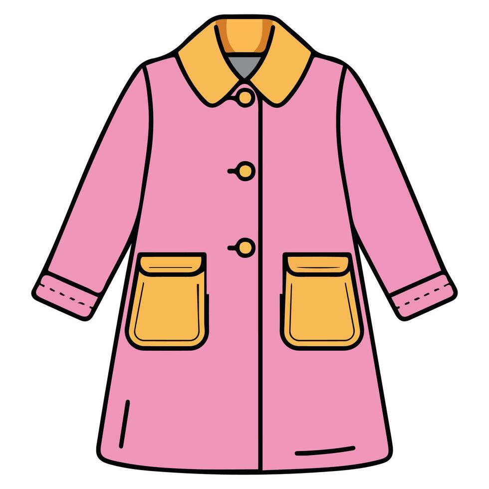 Winter wool coat with red trim childrens outerwear graphic vector
