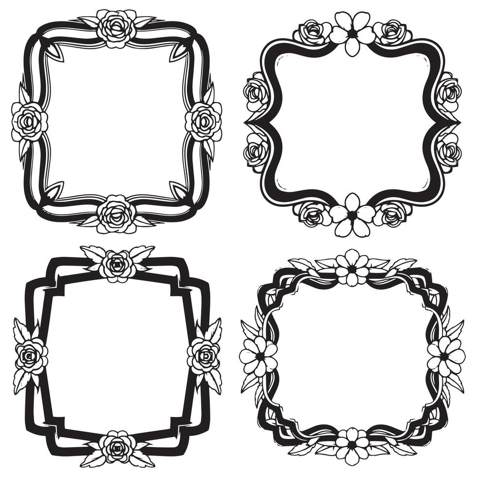 Unique Creation Themed Decorative Floral Border Packs vector