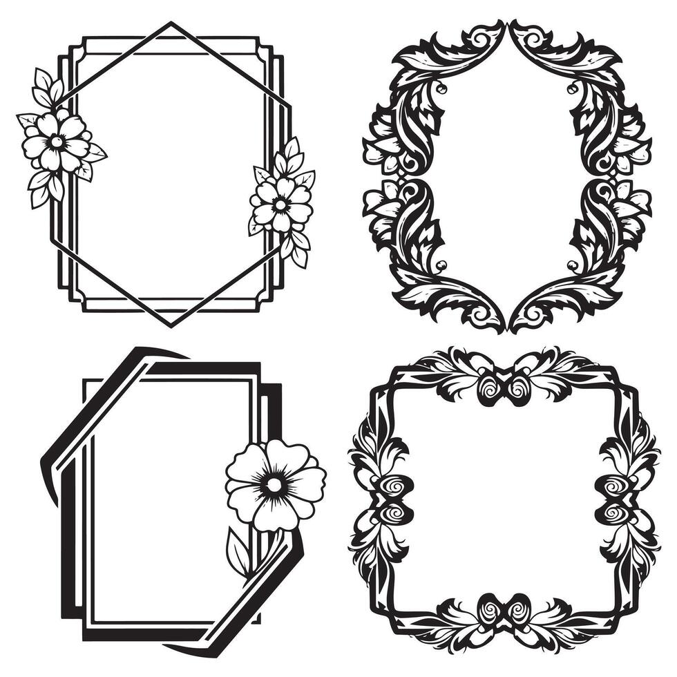 Rustic Handcrafted Decorative Nature Clipart Border vector