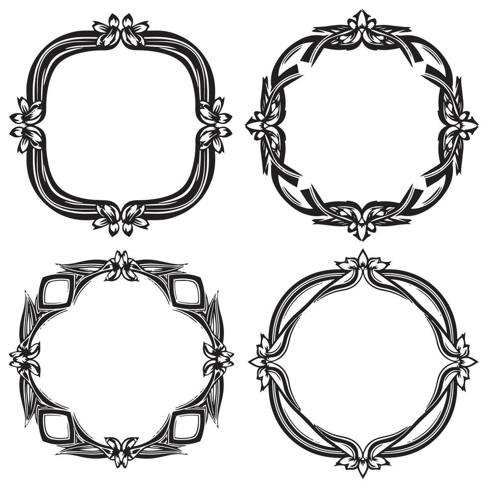 Elegant Hand Drawn Decorative Rose Floral Frames vector