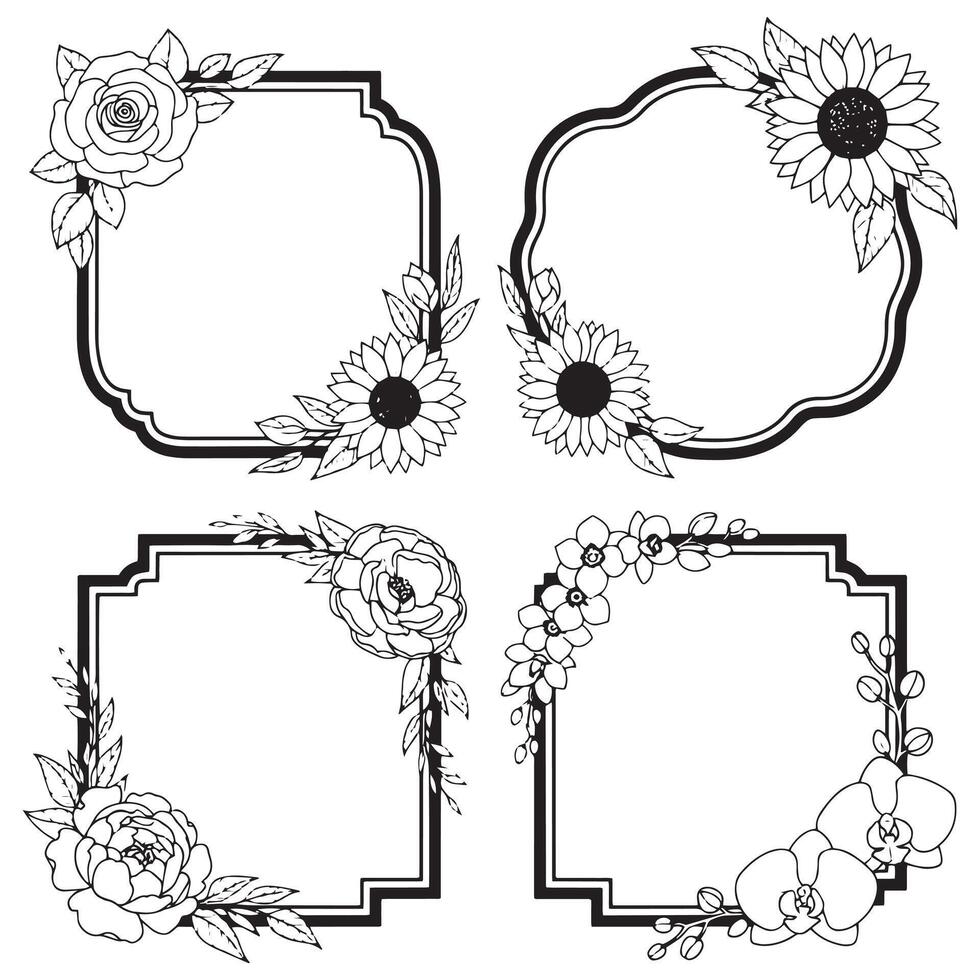 Leaf And Vine Decorative Floral Frames Packs vector