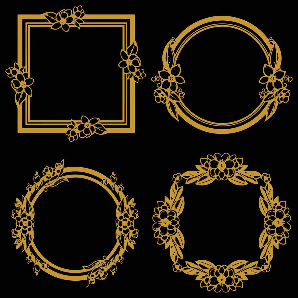 Elegant Floral Borders Decorative Collection Enduring Style vector