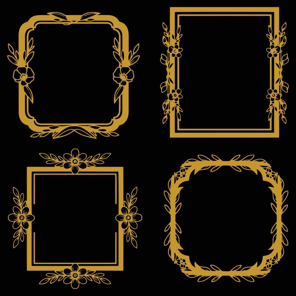 Joyful Bright Color Floral Frames Premium Decorative Elements Set vector