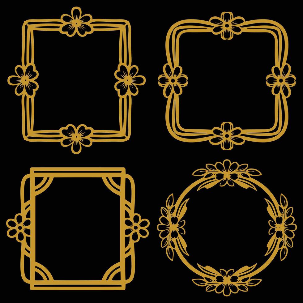 Illustrious Vintage Inspired Floral Frames Premium Decorative Elements Set Luxurious Look vector