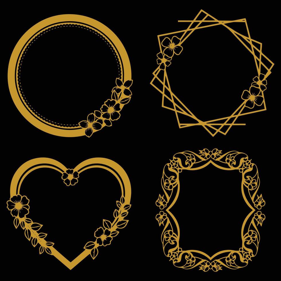 Romantic Vibrant Floral Frames Premium Decorative Set Packs vector