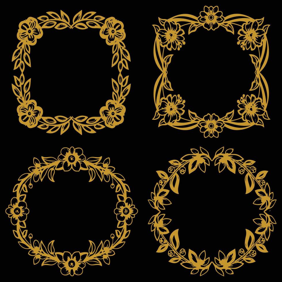 Festive Casual Floral Frames Premium Decorative Elements Collection Pure Joy vector