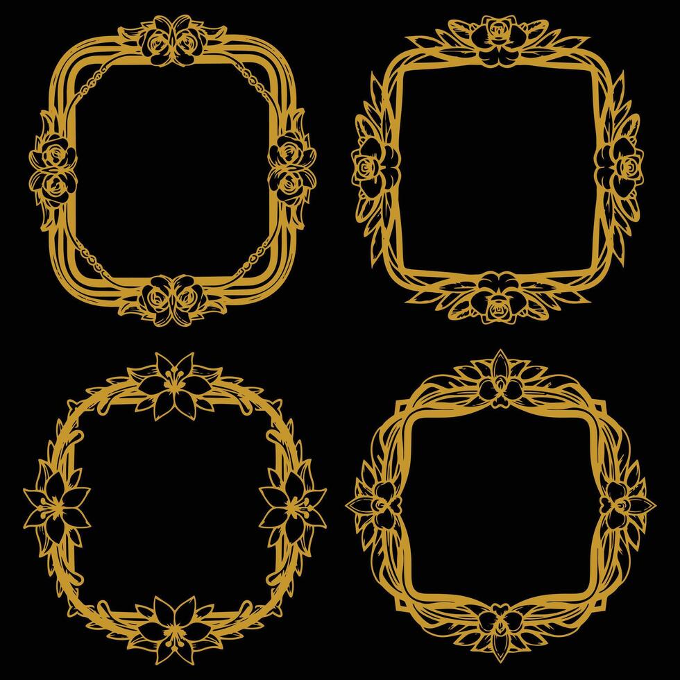 Radiant Retro Floral Frames Premium Decorative Set Packs Dreamy Vibes vector