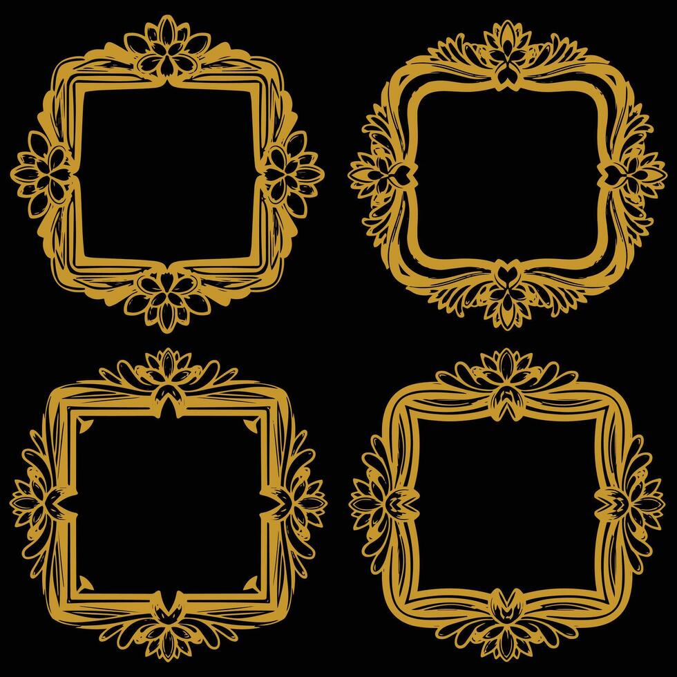 Elegant Hexagon Floral Frames Premium Decorative Set Packs vector
