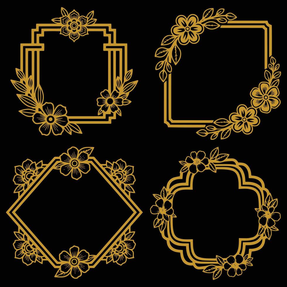 Majestic Embossed Floral Borders Decorative Collection with Premium Detail vector