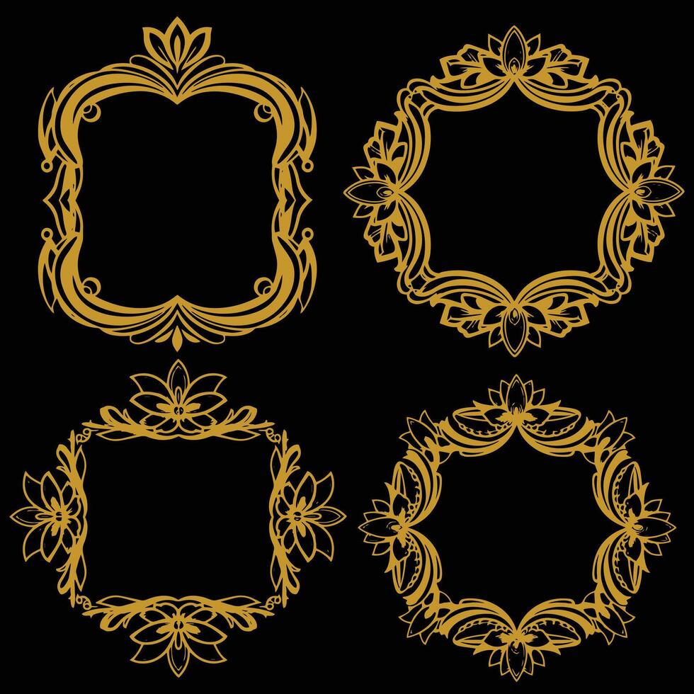 Festive Floral Frames Premium Decorative Elements Collection Pure Joy vector