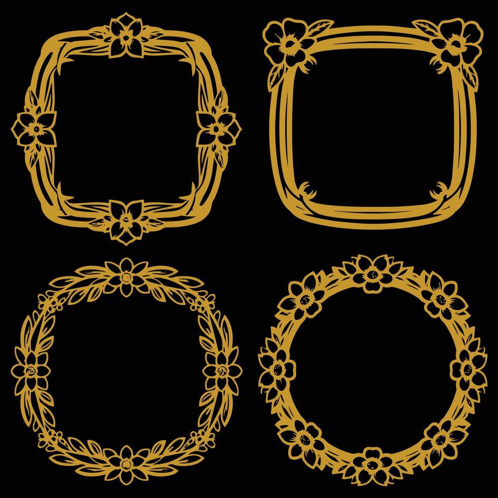 Sophisticated Unique Floral Frames Premium Decorative Borders Collection vector