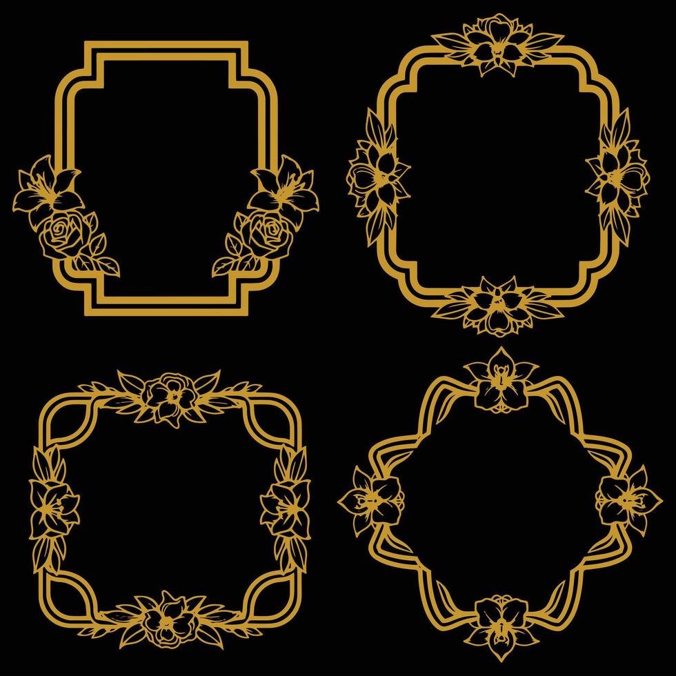 Grand Floral Borders Decorative Collection Exclusive Premium Style vector