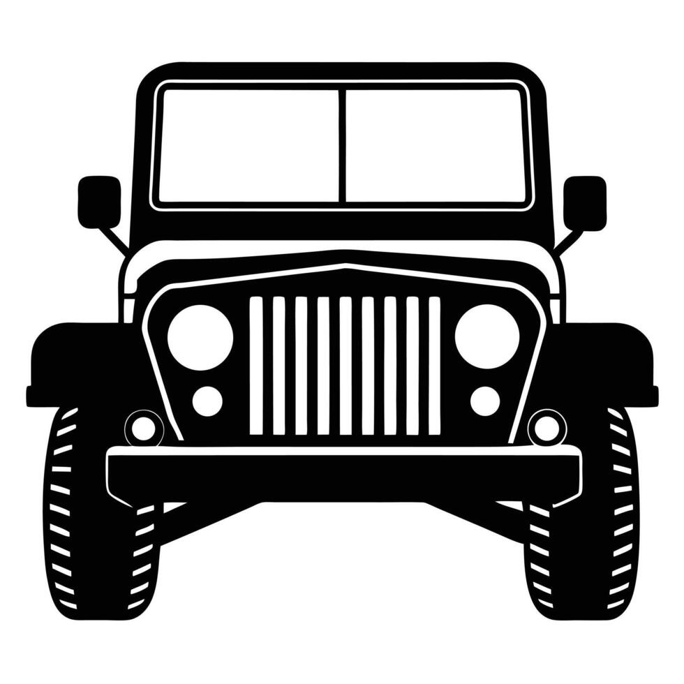 Classic jeep vehicle front view silhouette automotive transportation vector