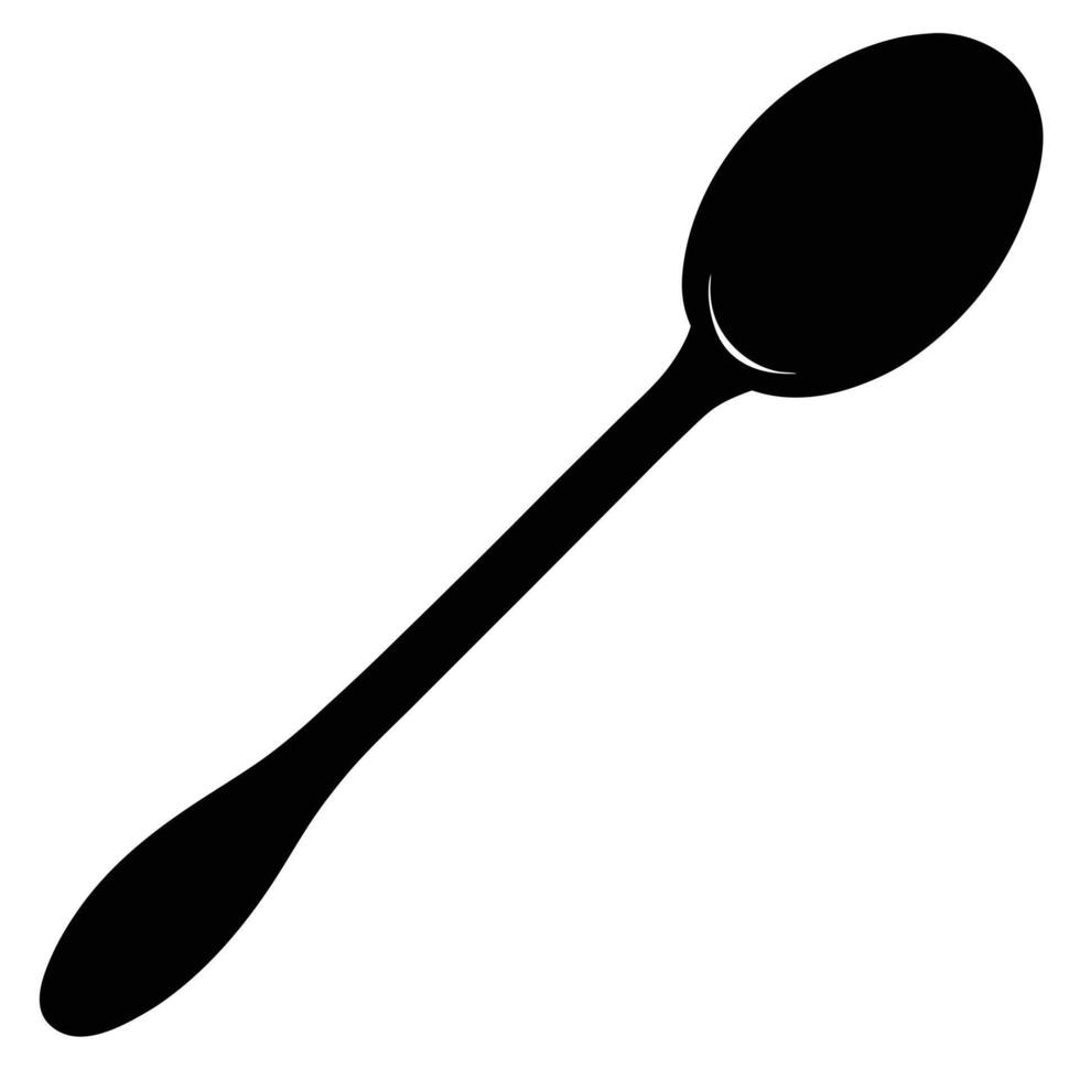 Black spoon elegant line art utensil kitchenware vector