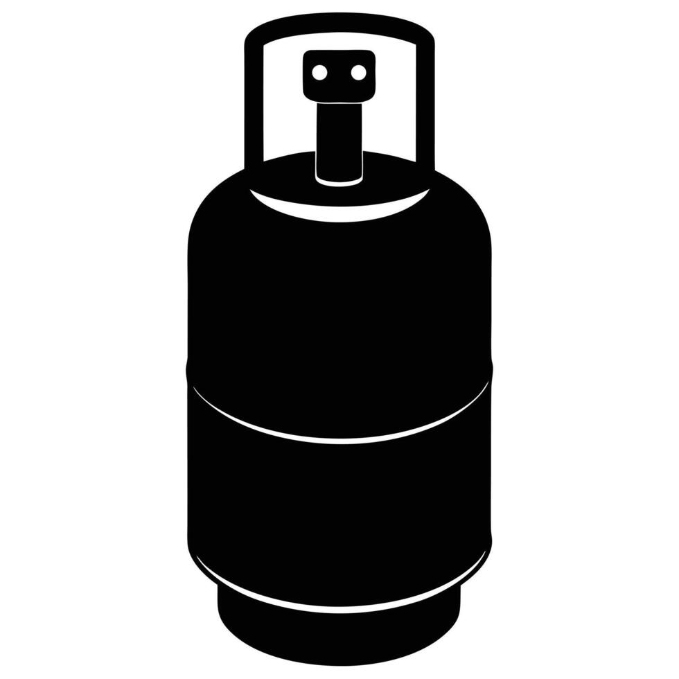 Black silhouette of a propane gas cylinder propane tank fuel storage vector