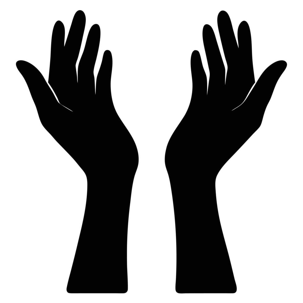 Black silhouette of two open hands reaching upward vector