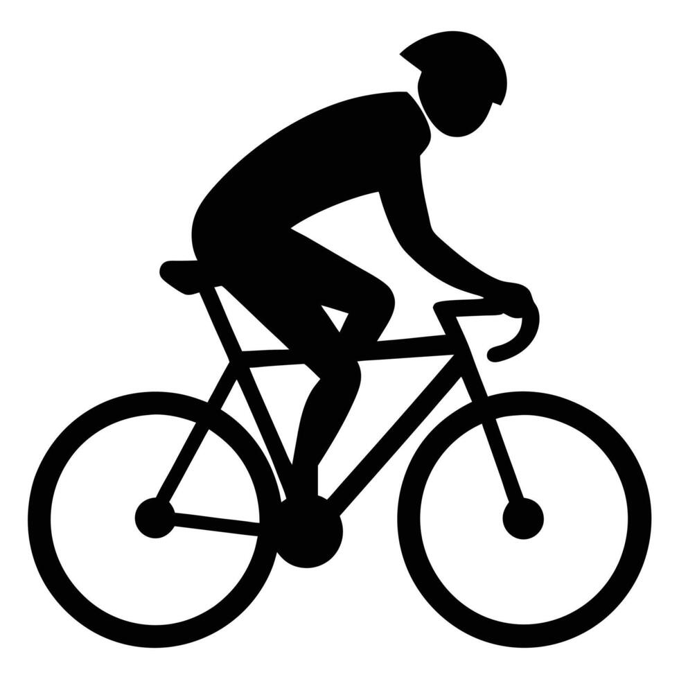 Cyclist silhouette wearing helmet riding bicycle cycling sport vector