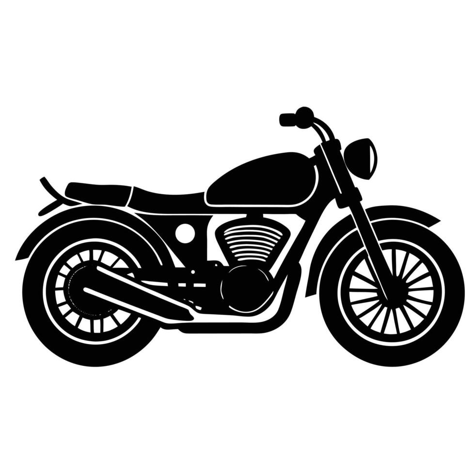 Stylized black silhouette of a classic motorcycle vintage transport vector