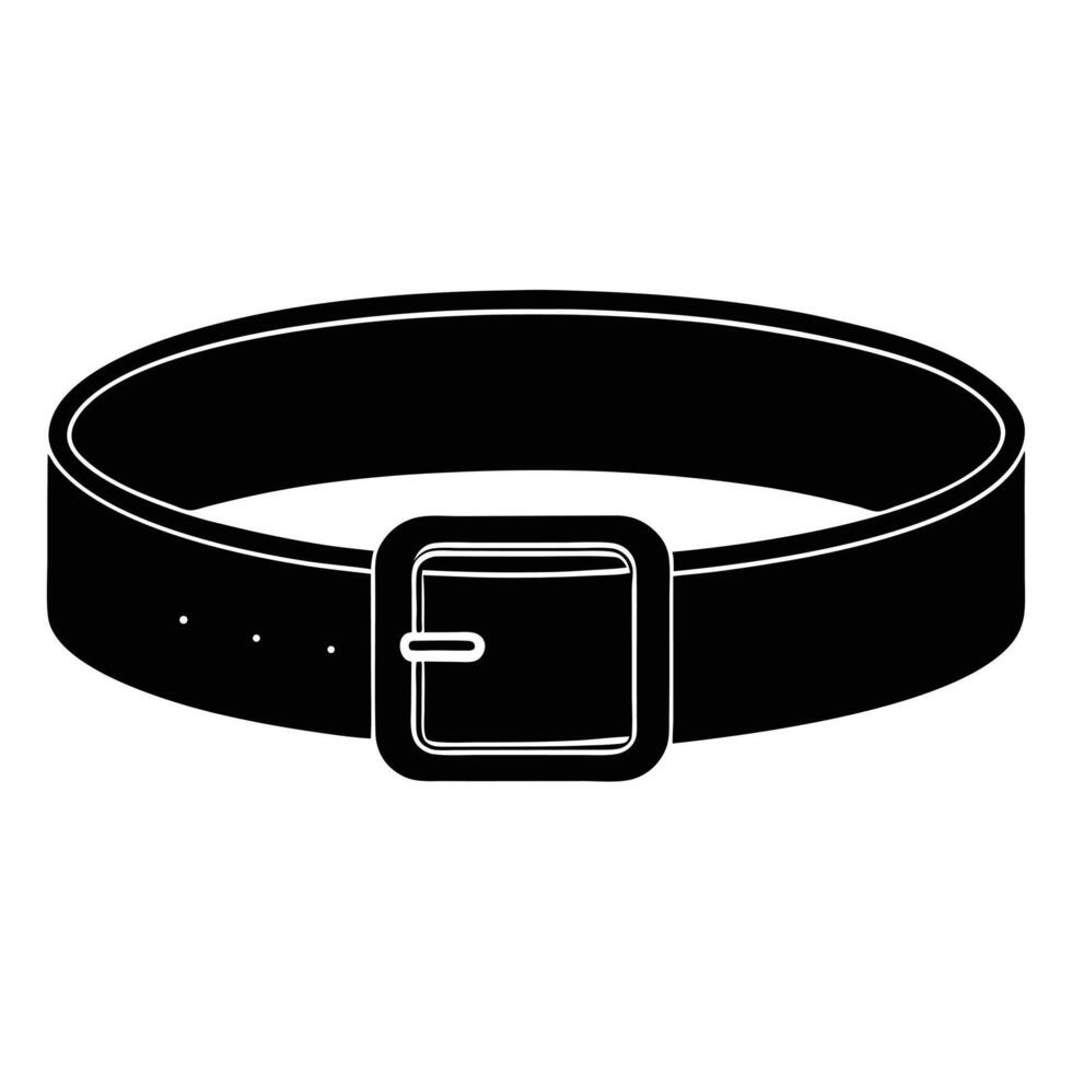 Black leather belt with silver buckle and holes vector