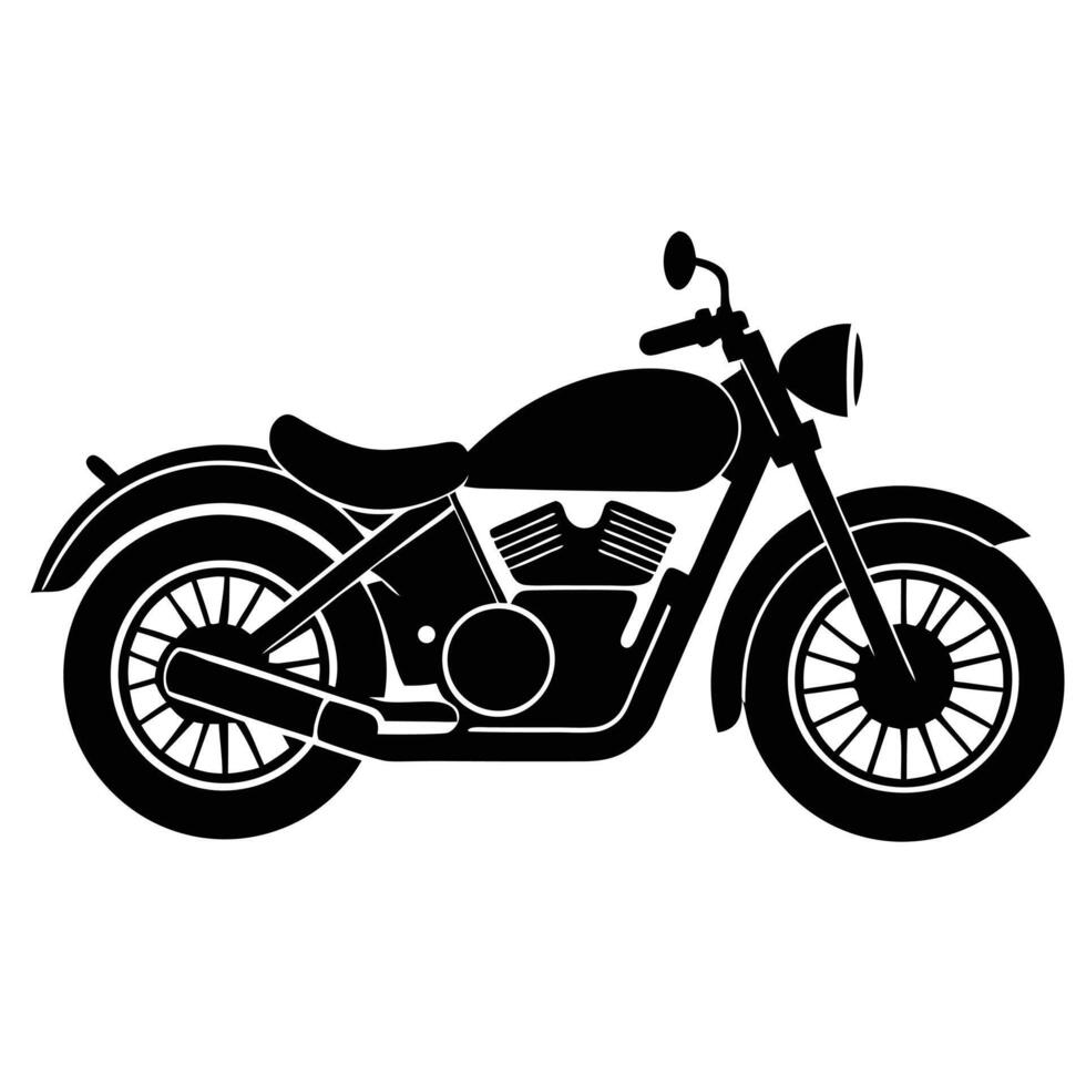 Stylized black silhouette of a classic motorcycle vintage design vector