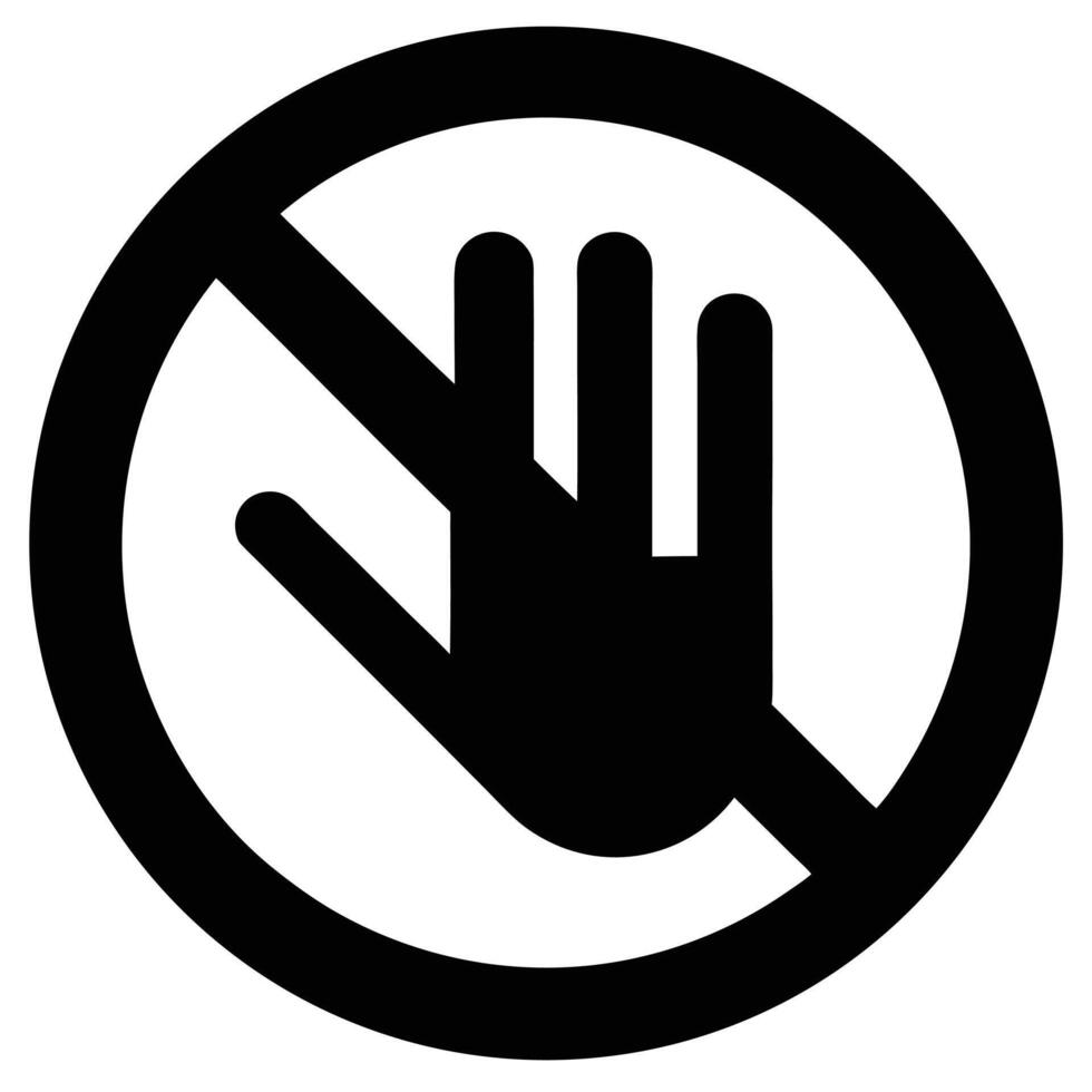 Black hand prohibition symbol stop vector