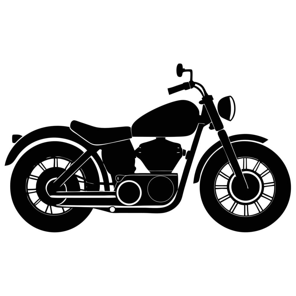 Stylized black silhouette of a classic motorcycle vintage transportation vector