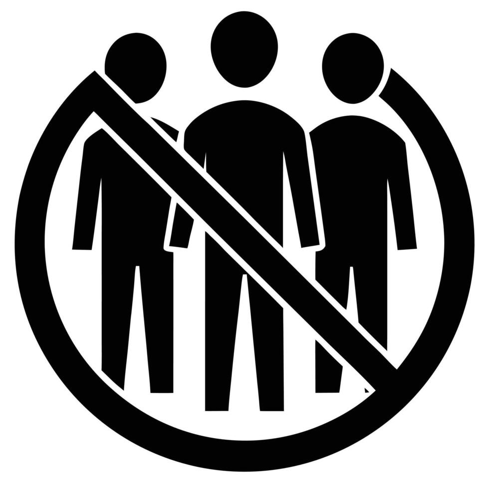 Prohibition symbol over three people restriction no gathering vector
