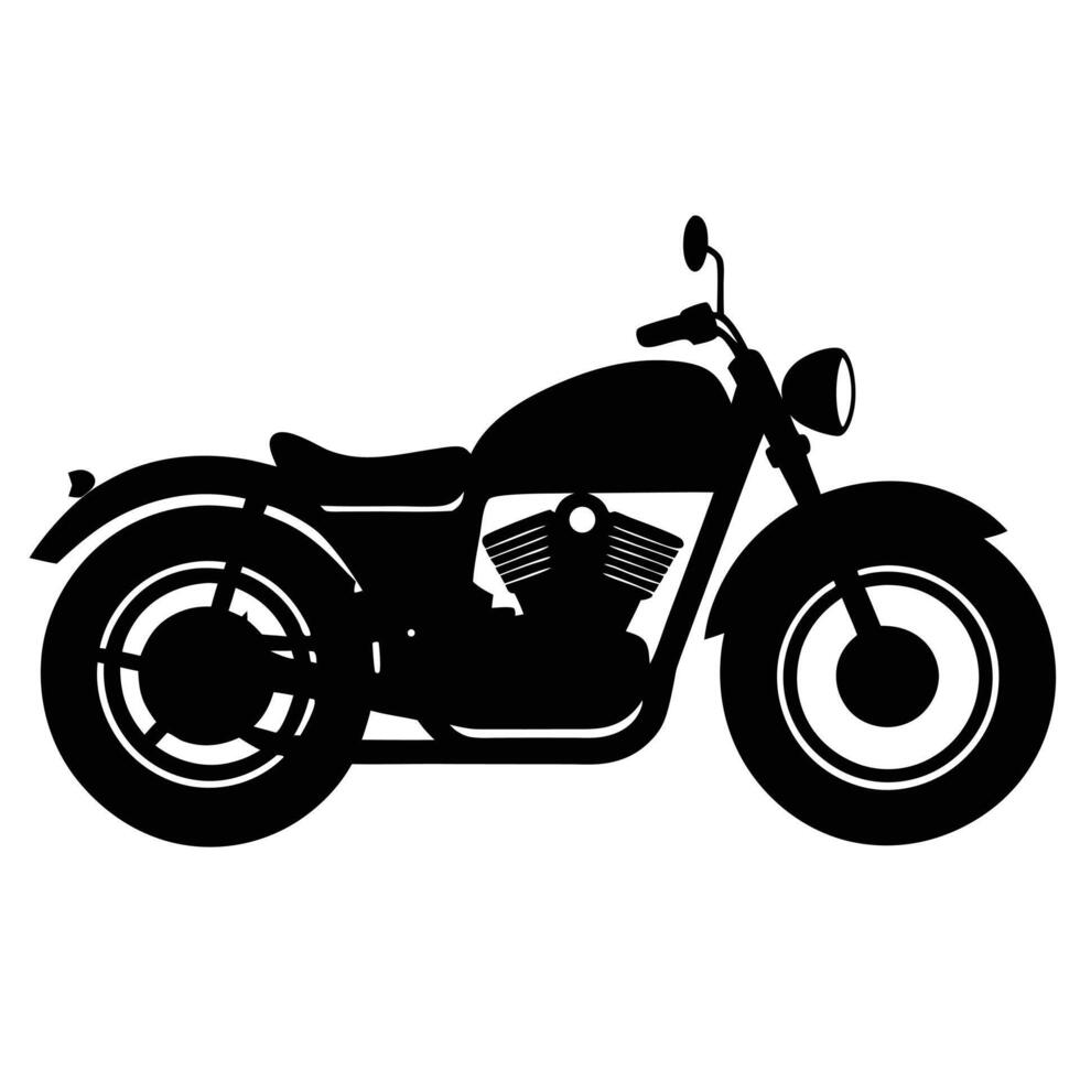Black silhouette of a classic motorcycle vintage vector