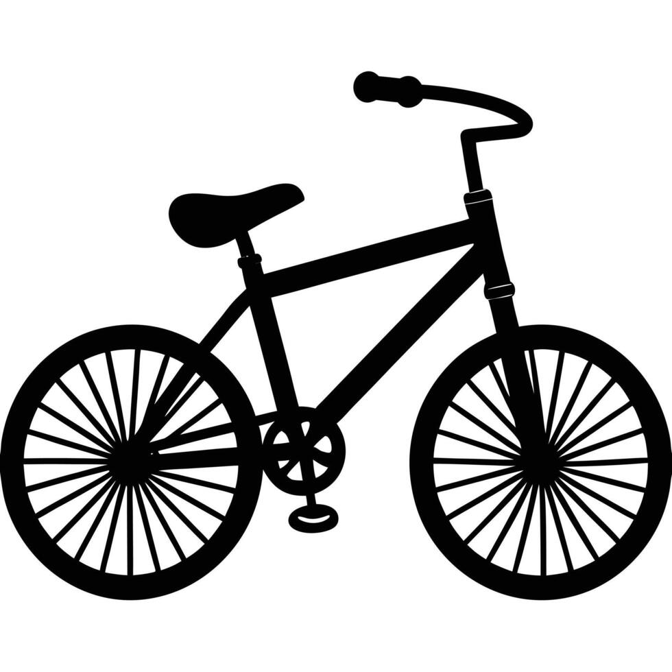 Black childs bicycle with spoked wheels and pedals transportation recreation vector