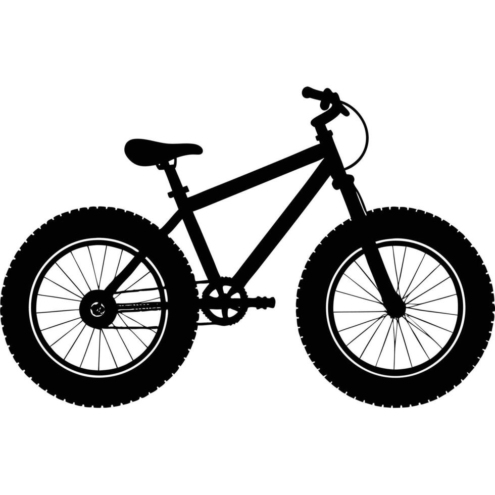 Black fat tire bicycle silhouette bike fat tires vector
