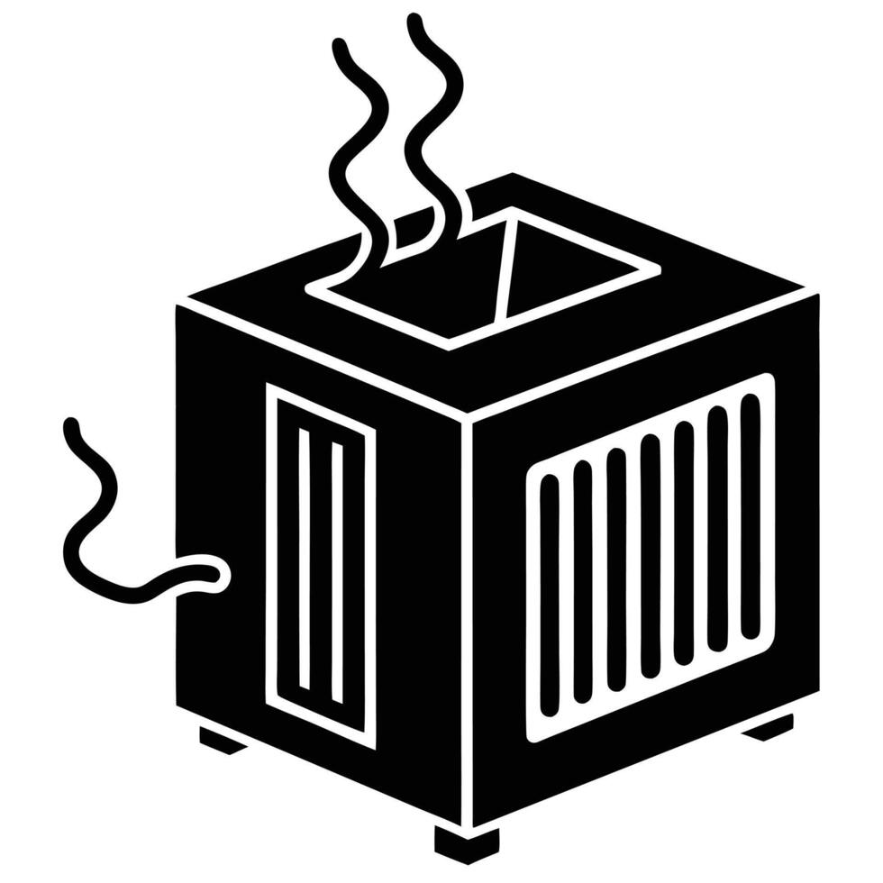 Black cube shaped device with vents and steam heat pump appliance vector