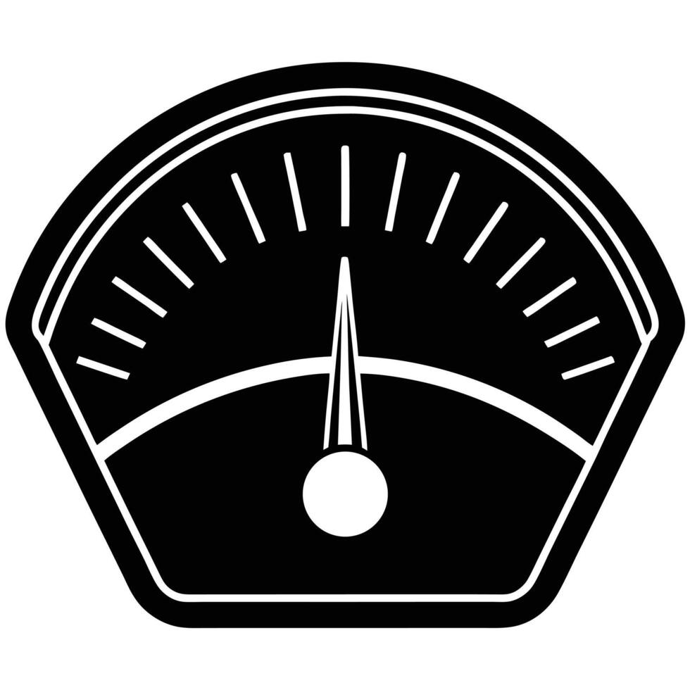 Black analog gauge with white needle and markings meter dial vector