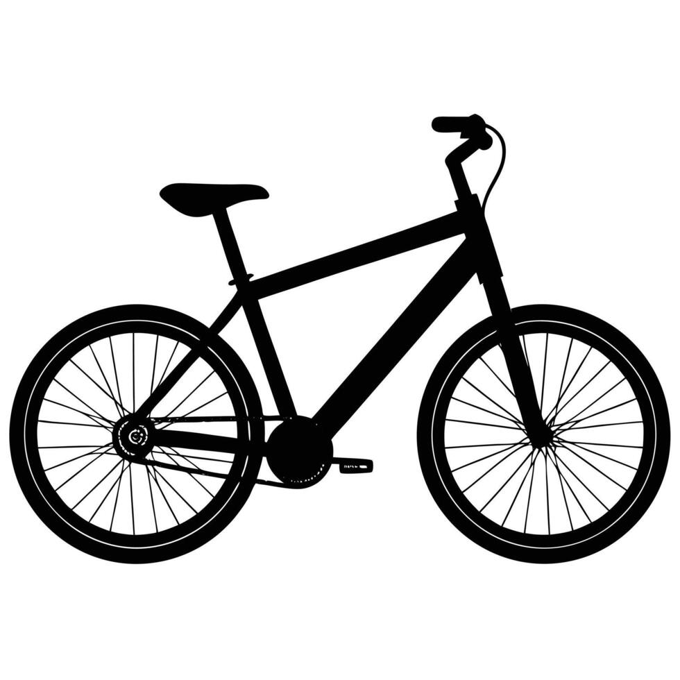 Black electric bicycle silhouette with thin spokes and sleek frame e bike black silhouette vector
