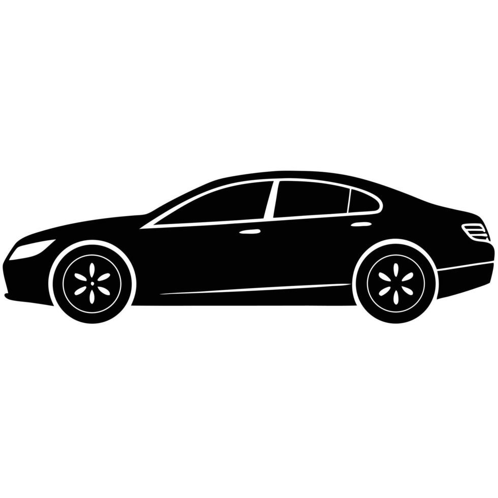 Sleek black sedan side profile vehicle automobile vector