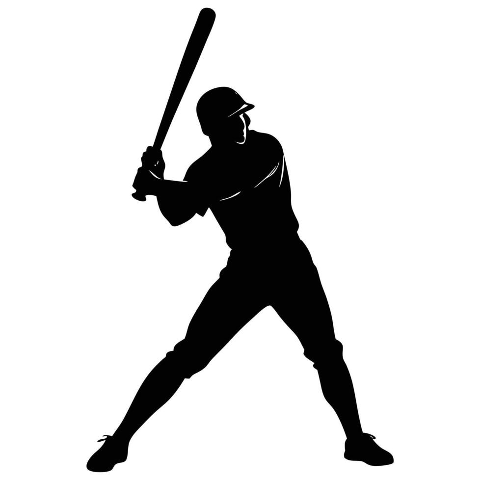 Silhouette of baseball player batting batter sport vector