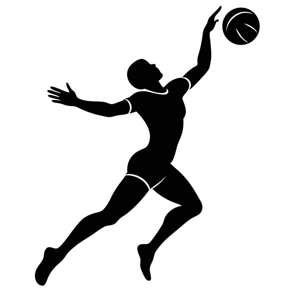 Silhouette of female volleyball player spiking ball vector