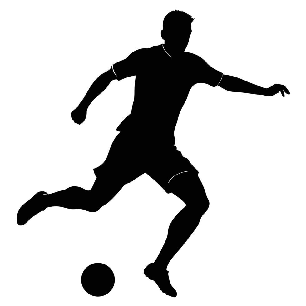 Silhouette of a soccer player kicking a ball football vector