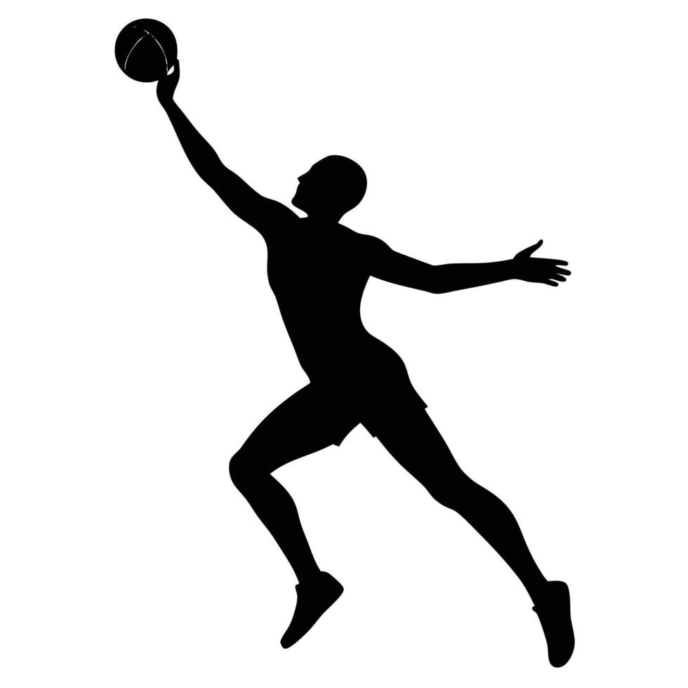 Silhouette of black volleyball player reaching for ball sport vector