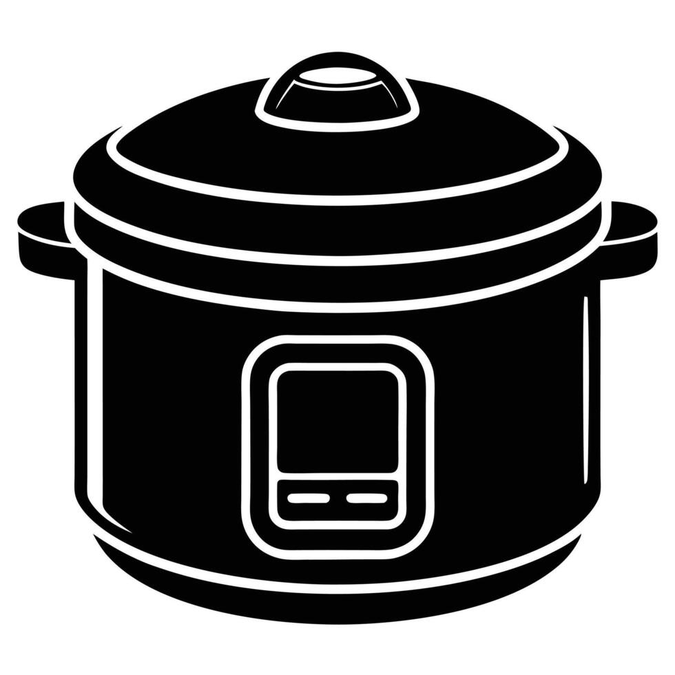 Black electric pressure cooker with digital display and handles kitchen appliance vector
