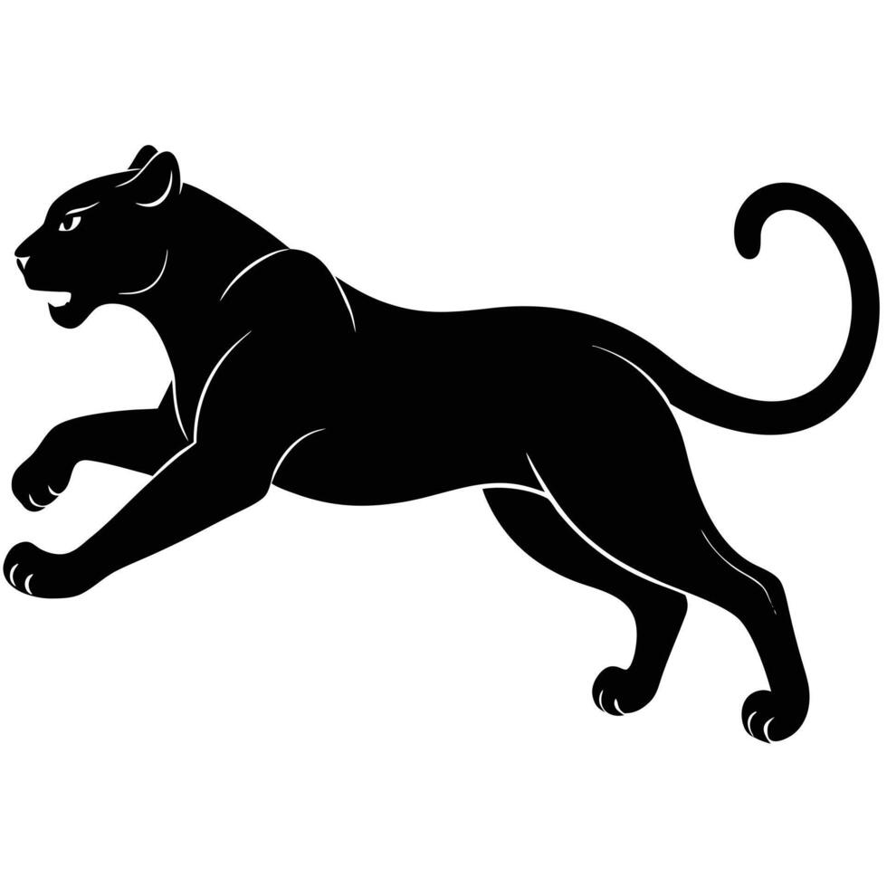 Black panther leaping powerful predator big cat wild animal vector